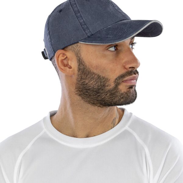 Washed fine line cotton cap with sandwich peak Thumbnail